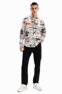 Desigual Camisa Newspaper Resort para hombre