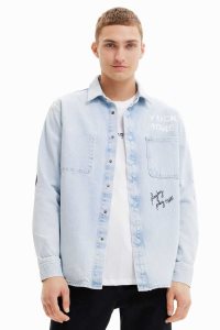 Camisas Desigual Printed denim overshirt Hombre | DSO728103