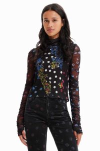 Camiseta Desigual Tulle patchwork with polka dots and flowers Mujer | YCU805769