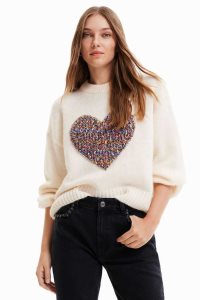 Suéteres Desigual Oversize heart pullover Mujer | FSY834627